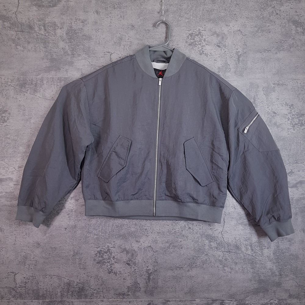 NIKE AIR JORDAN Full Zip Jumpman Bomber Jacket Womens MEDIUM Gray HJ0544-068